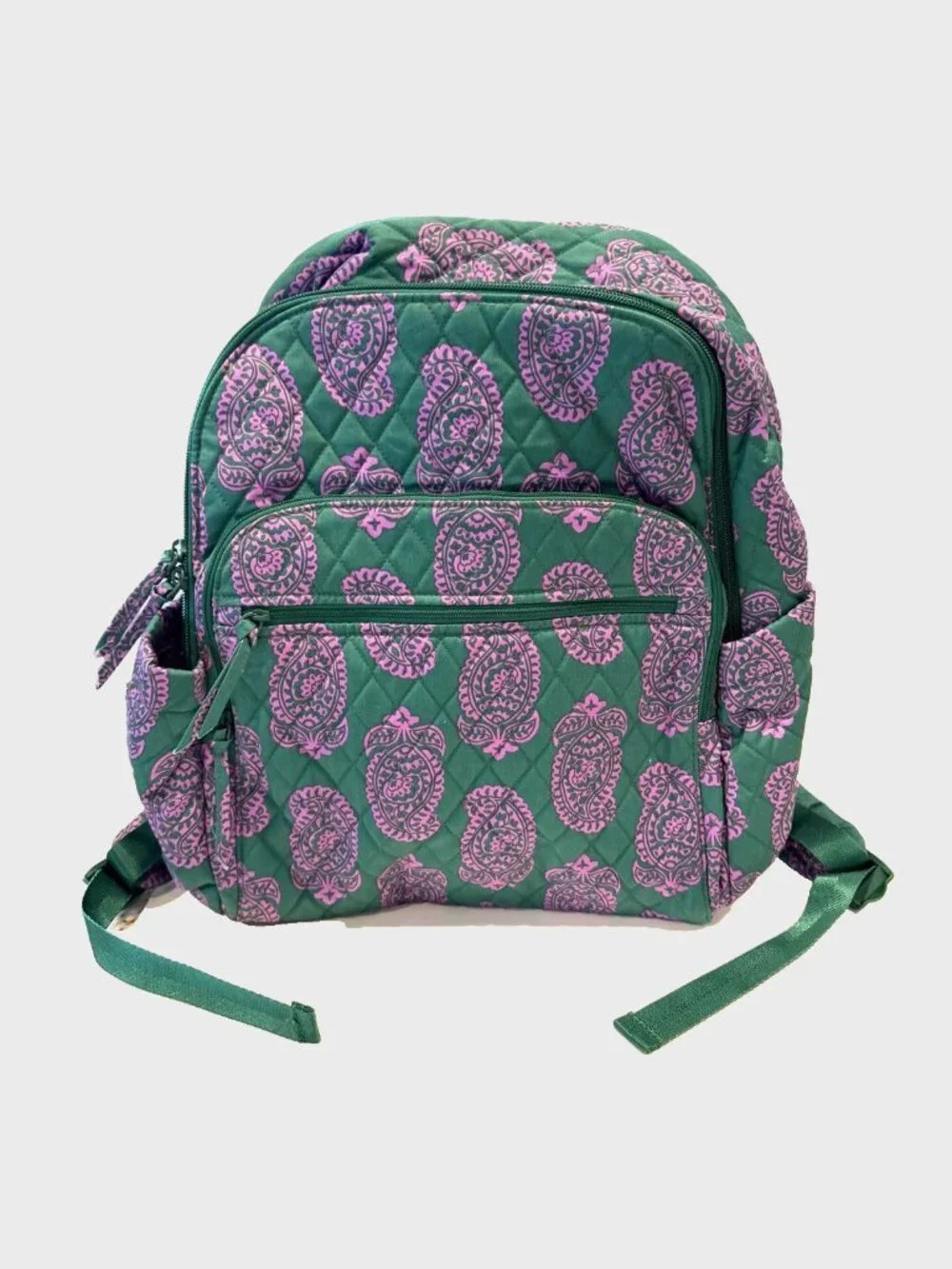 Vera Bradley Premium Cotton Bancroft Backpack Iconic Paisley Green Jacket NWOT